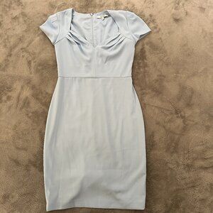 Badgley Mischka Light Blue Sweeheart Neckline Midi Dress Size 8 Short Sleeve